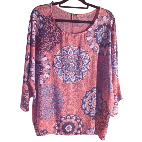 Beyond Capri Made in Italy 100% Cotton Gauze Dusty Rose Tunic Women's One Size - Picture 1 of 6